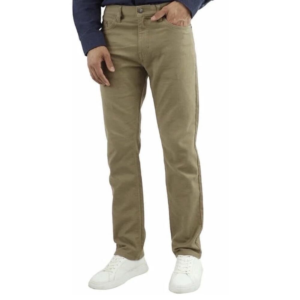 Jachs New York Men’s Straight Fit Flex Waistband 5-Pocket Pants,Tan,Size 34X30